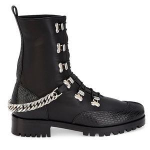 Christian Louboutin Horse Chain-Trimmed Leather Combat Boots 39EU/8.5US $1395.00